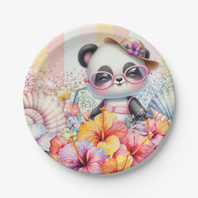 Cartoon Panda Party Plate Pappteller (Vorderseite)