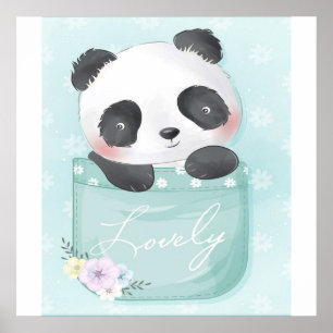 Cartoon-Panda   Süßer Panda ist in der Tasche Poster