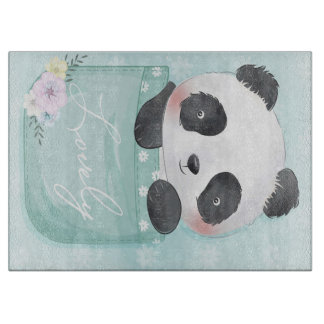 Cartoon-Panda | Süßer Panda ist in der Tasche Schneidebrett