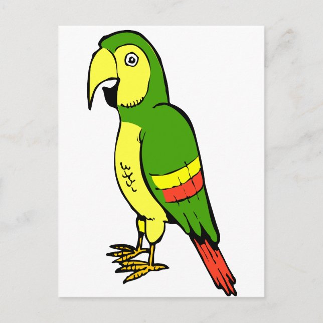 Cartoon-Papagei mit Gelb und Grün Postkarte (Vorderseite)