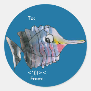 Cartoon Papillon poisson Étiquettes personnalisés