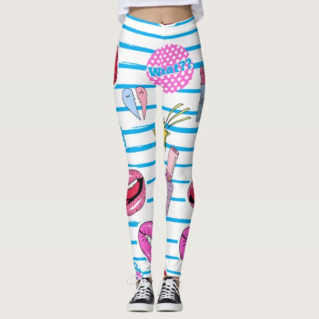 Cartoon Patch Abzeichen: Pop Art. Leggings (Vorderseite)