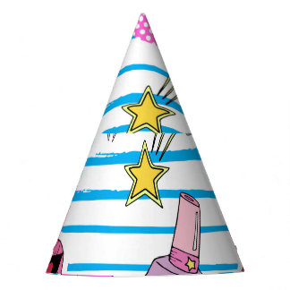 Cartoon Patch Abzeichen: Pop Art. Partyhütchen