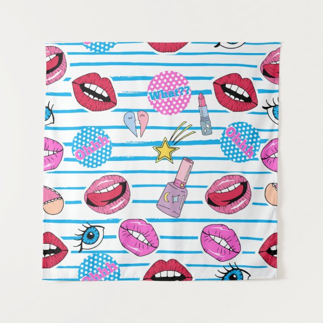 Cartoon Patch Abzeichen: Pop Art. Wandteppich (Vorderseite)