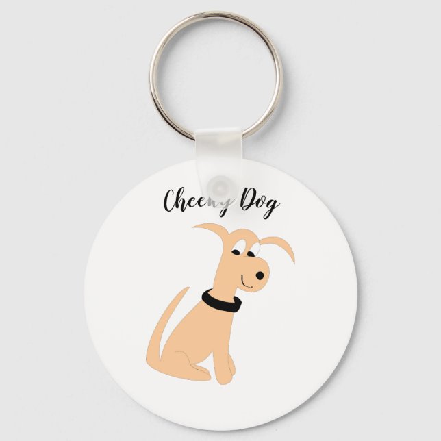 Cartoon peach dog Cheeky Dog Keychain Schlüsselanhänger (Vorderseite)