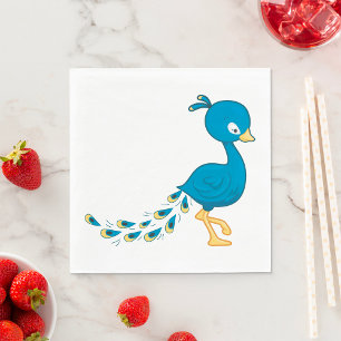 Cartoon Peacock Serviette