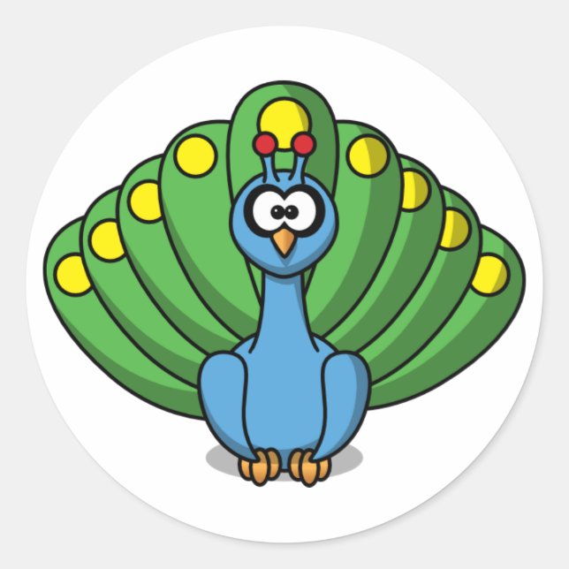 Cartoon Peacock Sticker (Vorderseite)