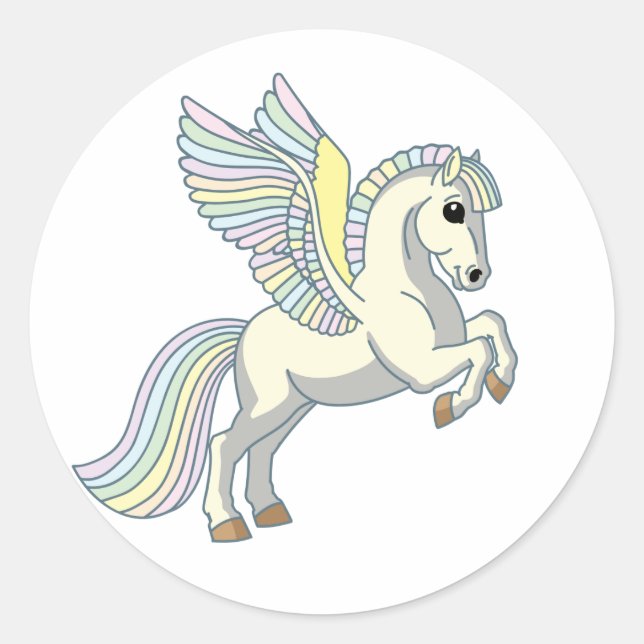Cartoon Pegasus Runder Aufkleber (Vorderseite)