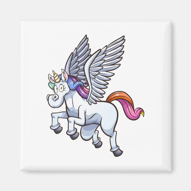 Cartoon pegasus unicorn magnet (Vorne)