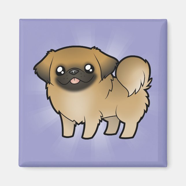 Cartoon Pekeingese (Welpenschnitt) Magnet (Vorne)