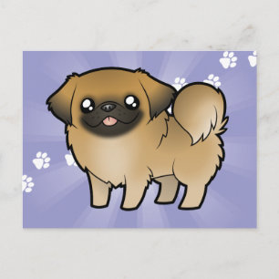 Cartoon Pekeingese (Welpenschnitt) Postkarte