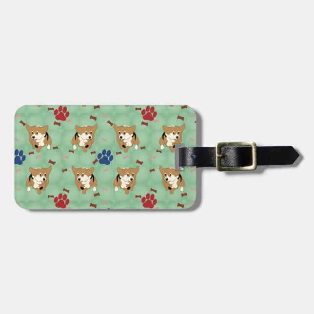 Cartoon Pembroke Welsh Corgi Gepäckanhänger (Vorderseite horizontal)