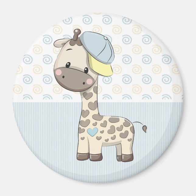 Cartoon personnalisé Petit Garçon Aimant Giraffe (Devant)
