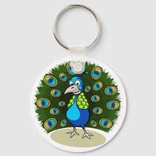 Cartoon-Pfau Schlüsselanhänger