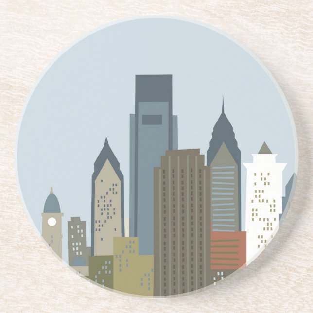 Cartoon Philadelphia Sandstein Untersetzer (Vorne)