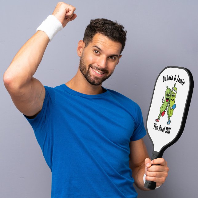 Cartoon Pickle Pair Pickleball Team Real Dill Pick Pickleball Schläger (Von Creator hochgeladen)