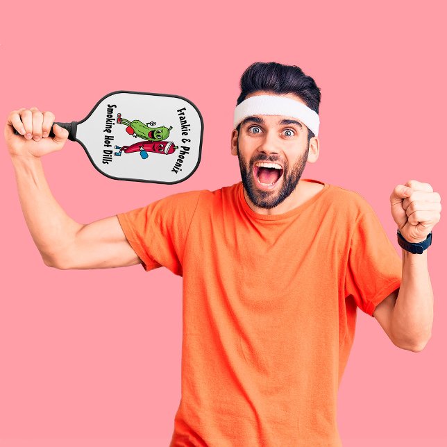 Cartoon Pickle und Pepper Pickleball Team Hot Dill Schläger (Von Creator hochgeladen)