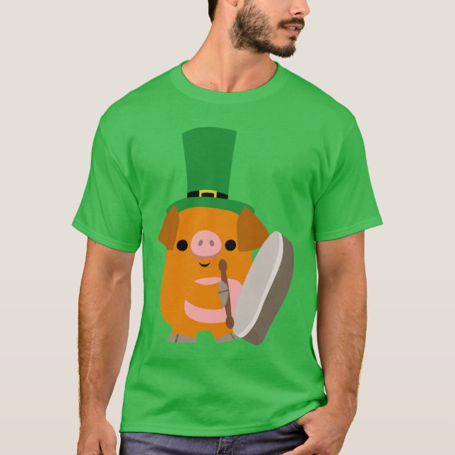 Cartoon Pig en Bodhran :) T-shirt St Patty (Devant)