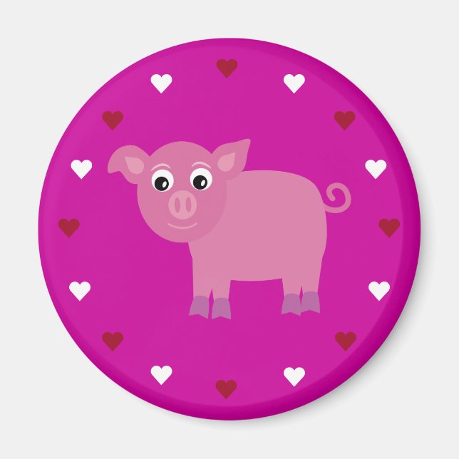 Cartoon Pig & Hearts Anpassbare rosa Wohltätigkeit Magnet (Vorne)