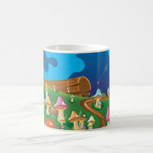 Cartoon Pilze in einer Wiese Kaffeetasse