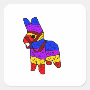 Cartoon Piñata für eine Fiesta in Mexiko Quadratischer Aufkleber