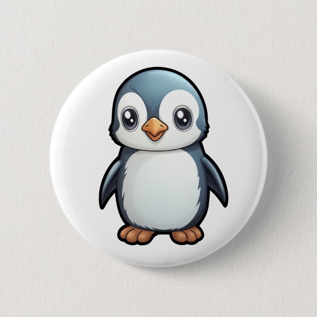 Cartoon Pinguin-Abbildung Button (Vorderseite)