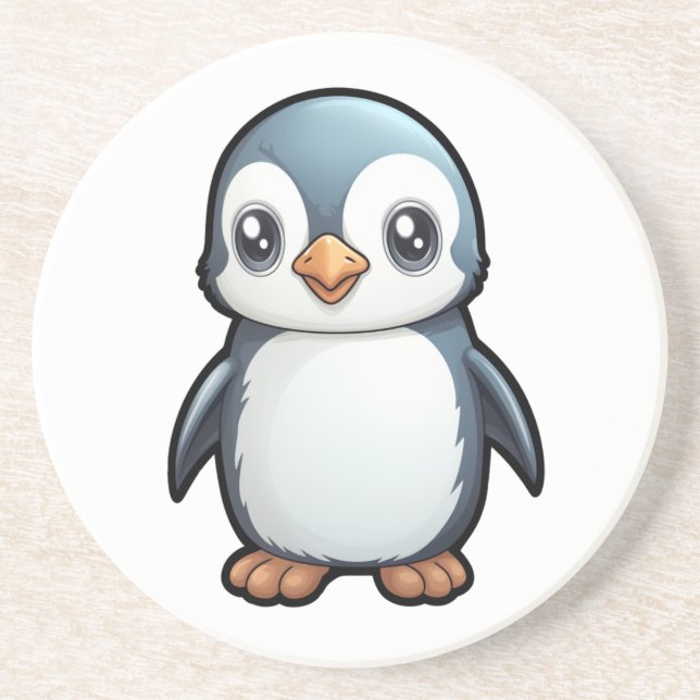 Cartoon Pinguin-Abbildung Getränkeuntersetzer (Vorne)
