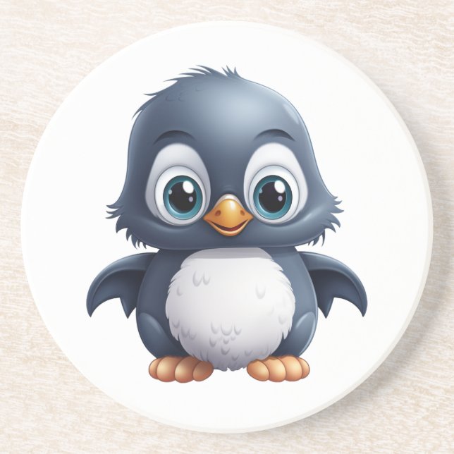 Cartoon Pinguin-Abbildung Getränkeuntersetzer (Vorne)