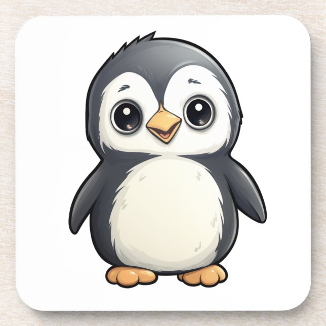 Cartoon Pinguin-Abbildung Getränkeuntersetzer (Vorderseite)