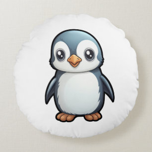 Cartoon Pinguin-Abbildung Rundes Kissen