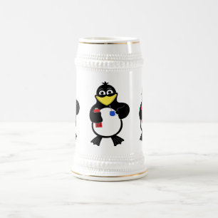 Cartoon Pinguin Bierglas