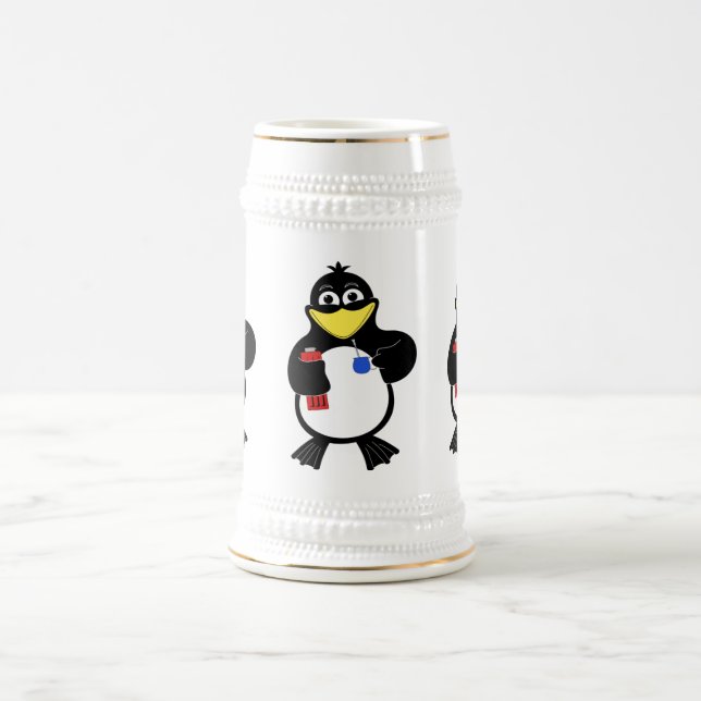 Cartoon Pinguin Bierglas (Mittel)