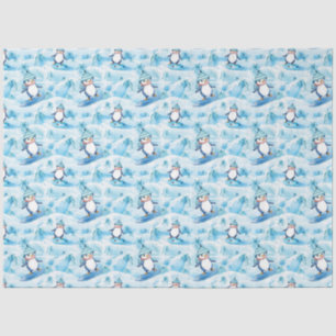 Cartoon Pinguin Surfing Seidenpapier
