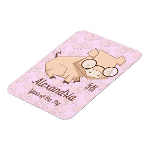 Cartoon Pink Chinesisches Jahr des Schweins Magnet