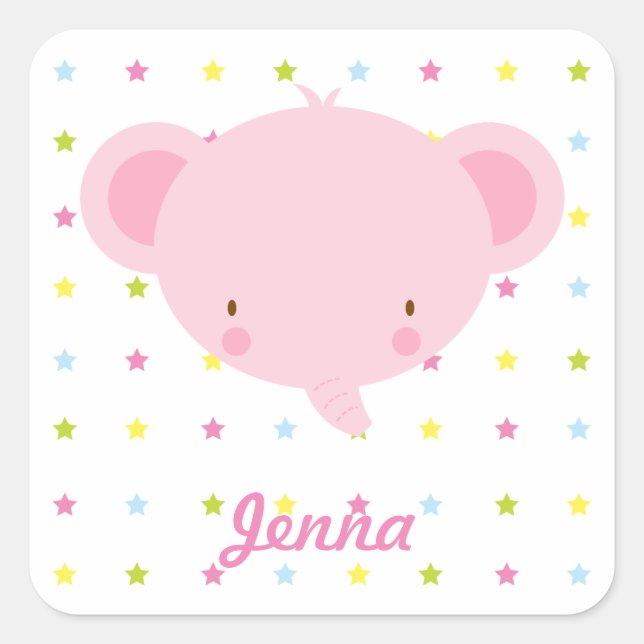Cartoon Pink Elephant Stickers (Vorderseite)