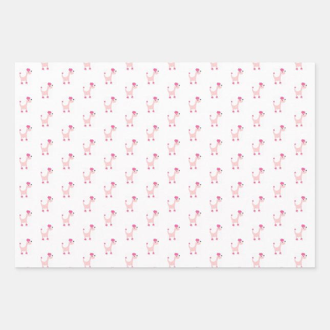Cartoon Pink Poodle Paws   Geschenkpapier Set (Vorderseite)