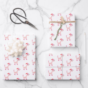 Cartoon Pink Poodle Posh Paws Weihnachten Geschenkpapier Set