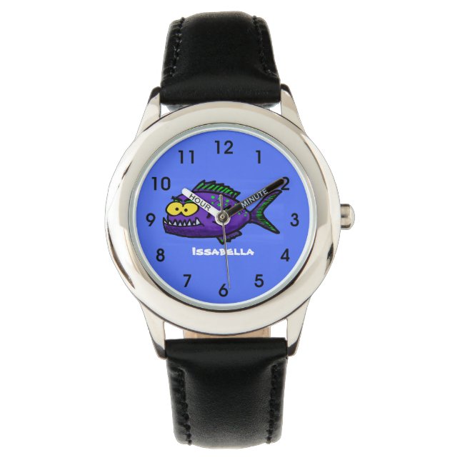Cartoon Piranha Armbanduhr (Vorderseite)