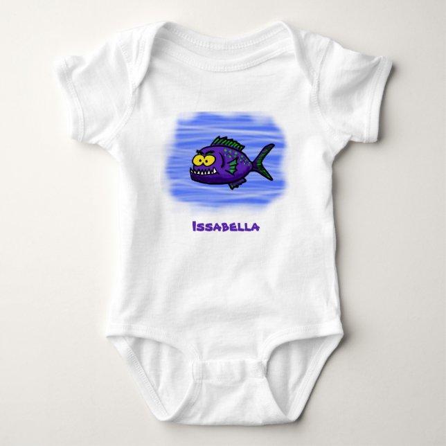 Cartoon Piranha Baby Strampler (Vorderseite)