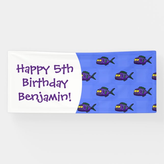 Cartoon Piranha Banner (Horizontal)