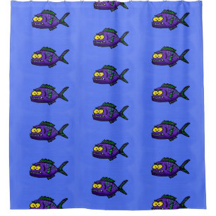 Cartoon Piranha Duschvorhang