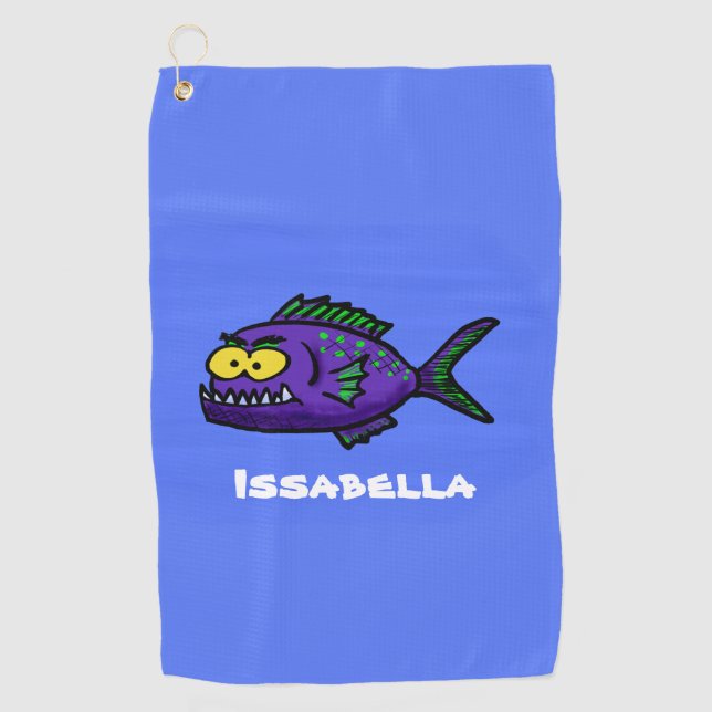 Cartoon Piranha Golfhandtuch (Vorderseite)