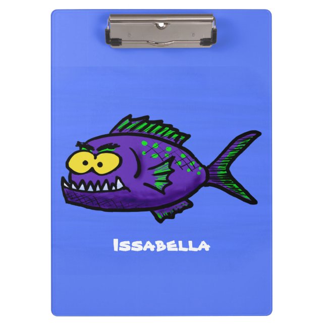 Cartoon Piranha Klemmbrett (Vorderseite)