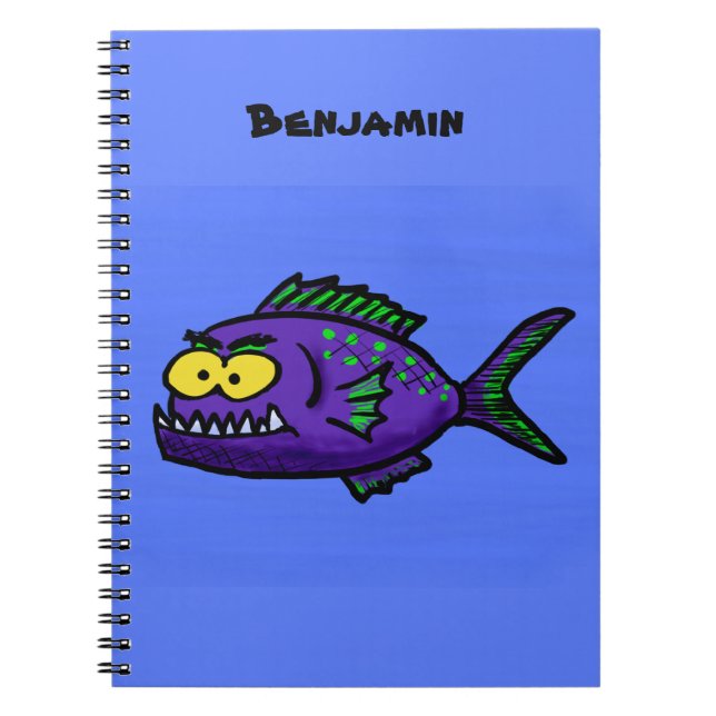 Cartoon Piranha Notizblock (Vorderseite)