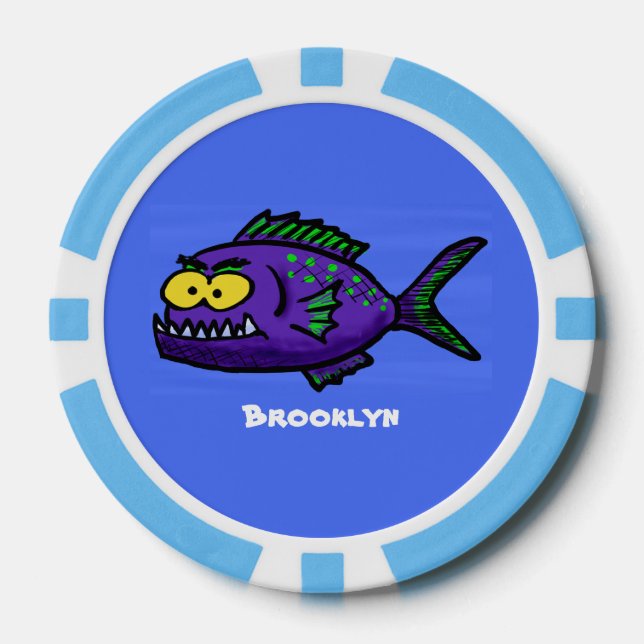 Cartoon Piranha Pokerchips (Vorderseite)