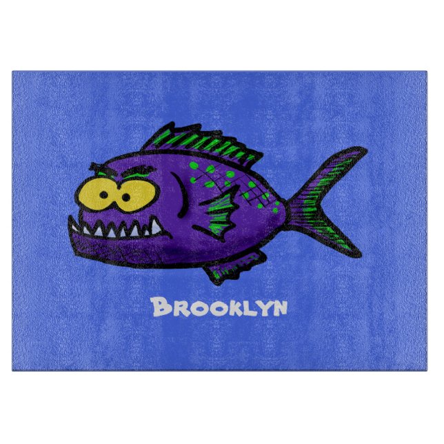 Cartoon Piranha Schneidebrett (Vorderseite)