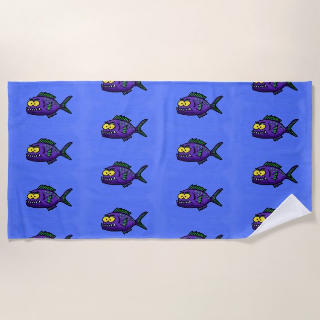 Cartoon Piranha Strandtuch (Vorderseite)