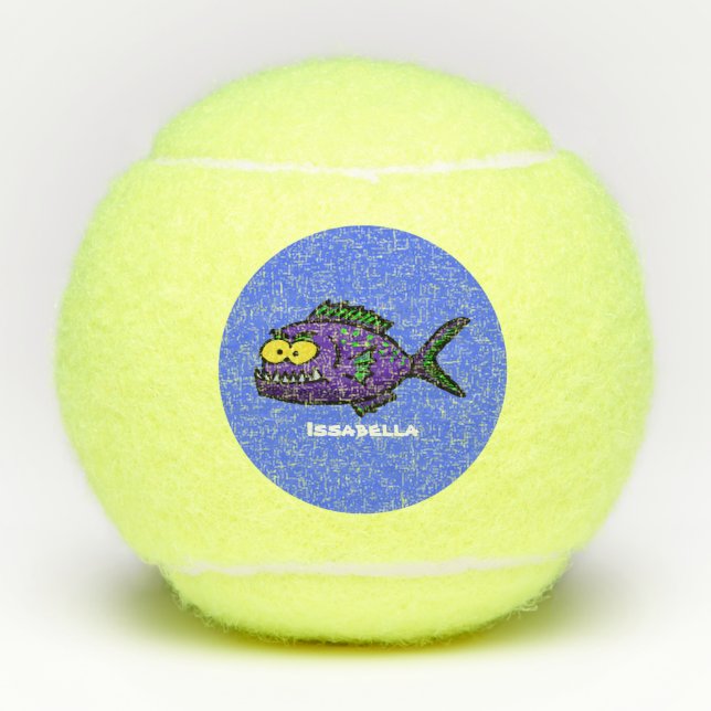 Cartoon Piranha Tennisbälle (Vorderseite)