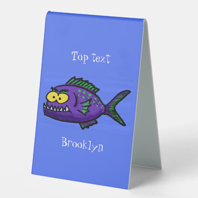 Cartoon Piranha Tischaufsteller (Vorderseite)