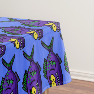 Cartoon Piranha Tischdecke